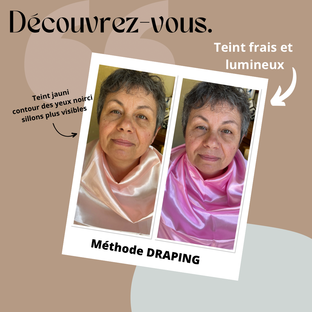Méthode du draping Photo présentant une femme avec la méthode du draping en colorimétrie