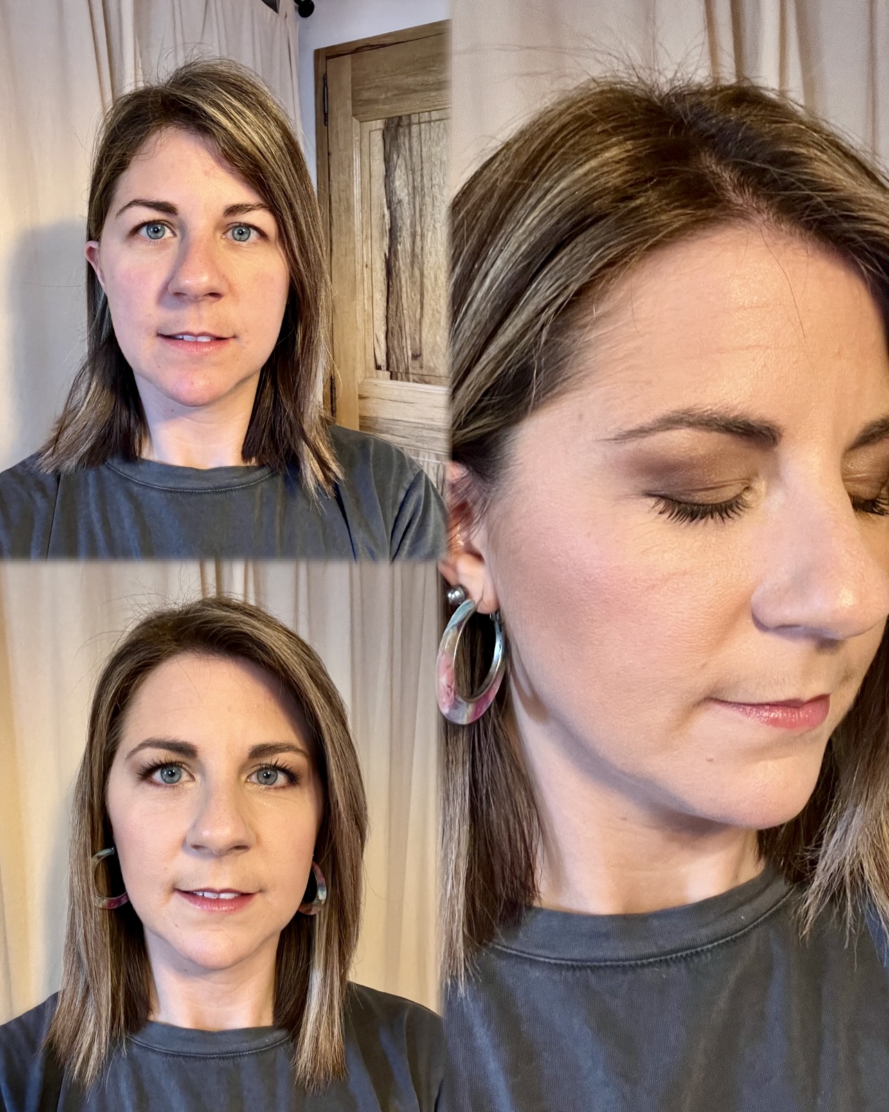Auto maquillage 3 images montrant l'auto maquillage