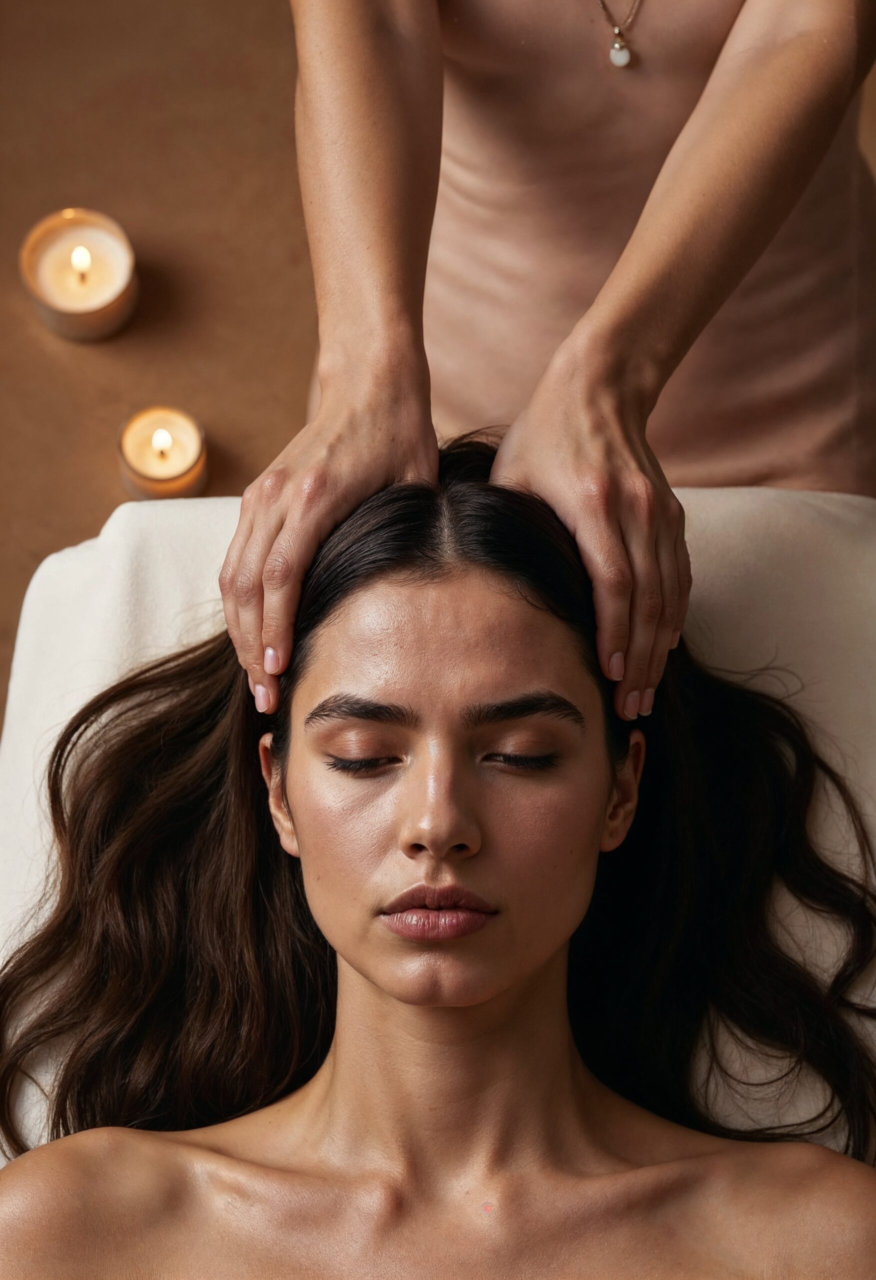 femme recevant un massage de la tête
